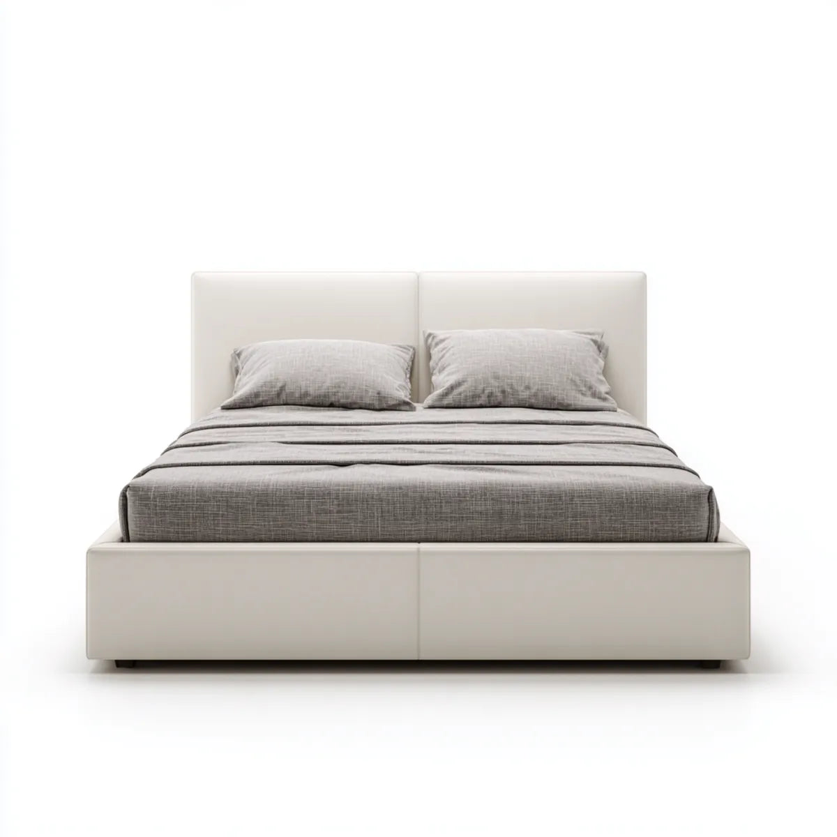 Letto matrimoniale imbottito bianco 160 x 200 cm in pelle sintetica PU rettangolare