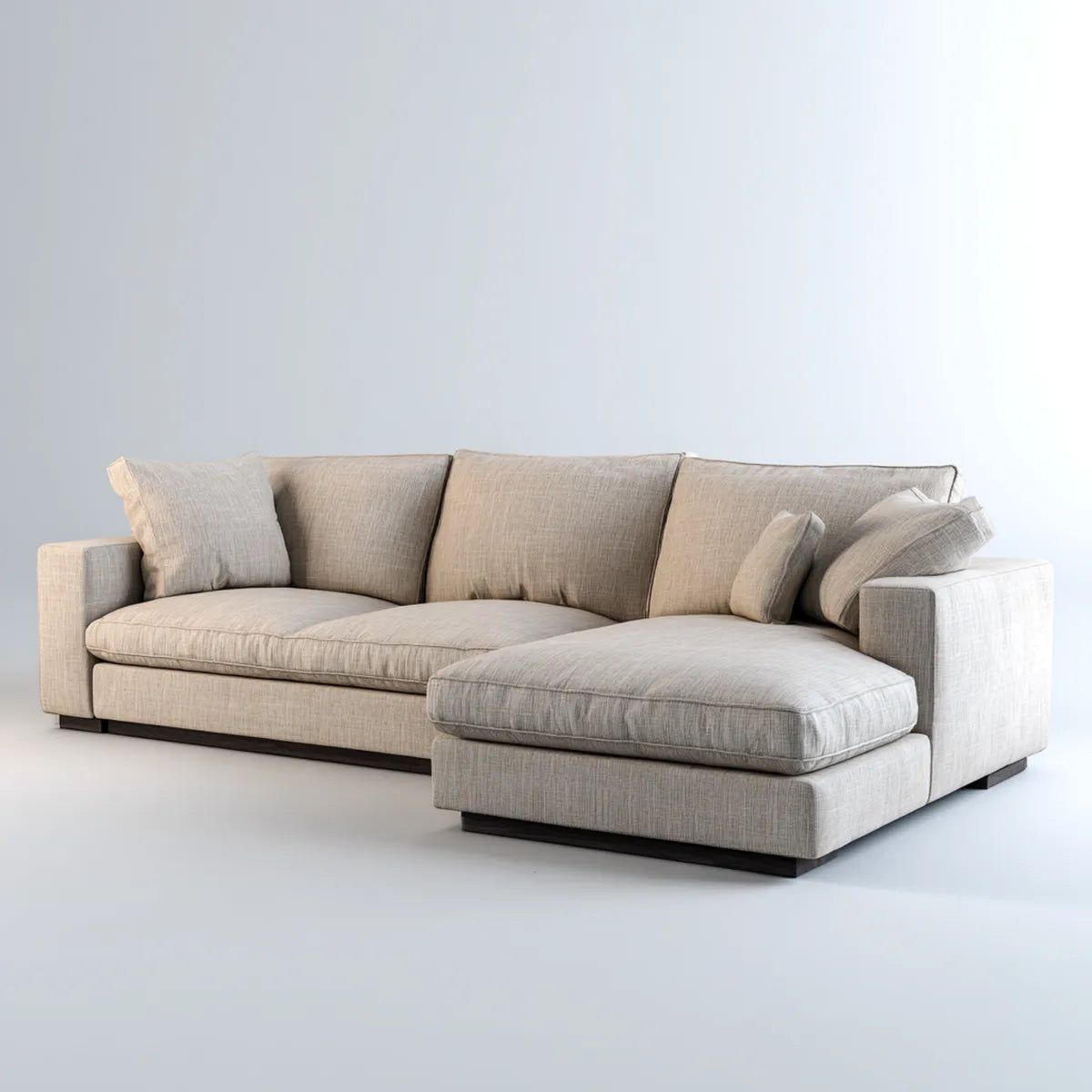 Divano angolare con chaise longue destra beige in poliestere a L 280 x 165 x 85 cm