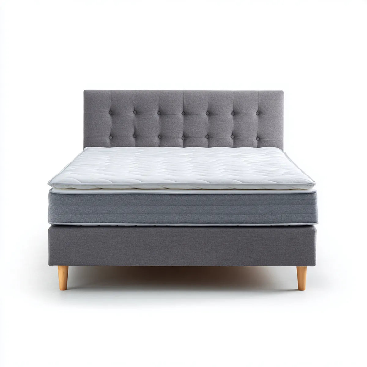 Letto matrimoniale boxspring grigio con materasso 160 x 200 cm in poliestere forma rettangolare