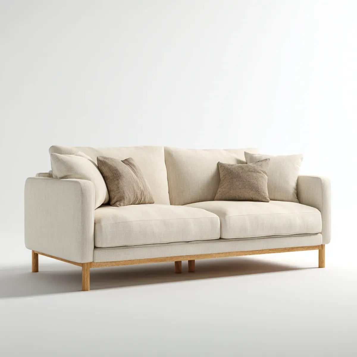 Divano 2 posti beige 200 x 90 x 82 cm in poliestere con struttura in compensato forma rettangolare