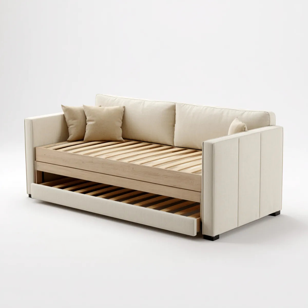 Letto estraibile singolo beige 90 x 200 cm in legno massello di pino rettangolare