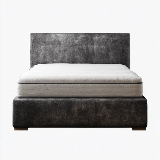 Letto matrimoniale imbottito grigio antracite 160 x 200 cm in velluto di poliestere rettangolare