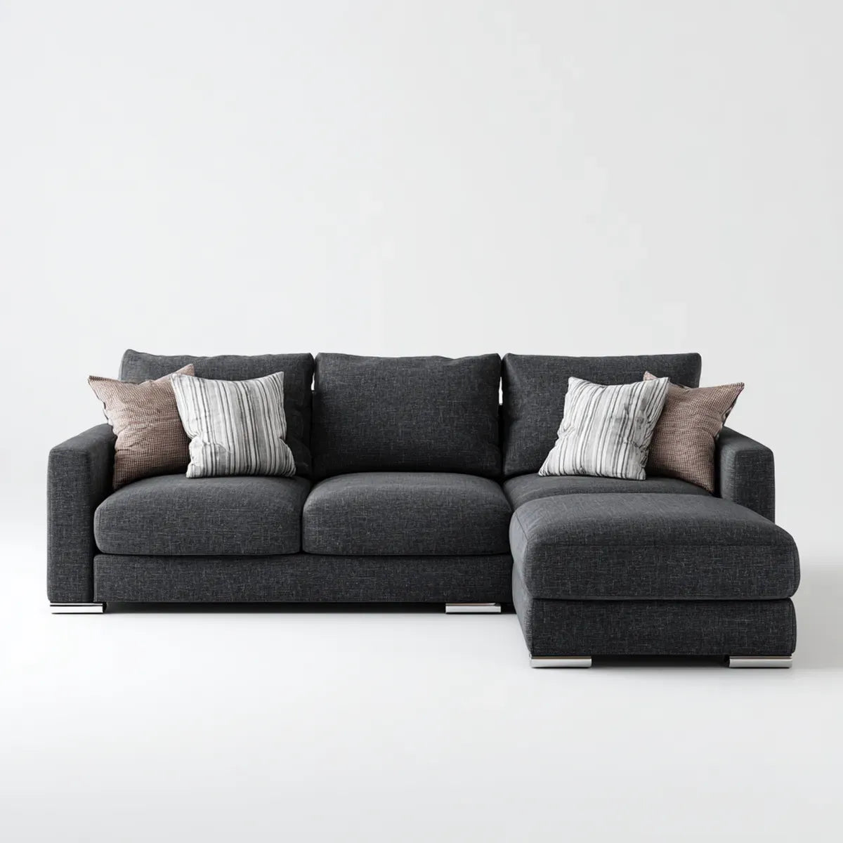 Divano angolare con chaise longue destra grigio antracite 280 x 160 x 85 cm in poliestere a L