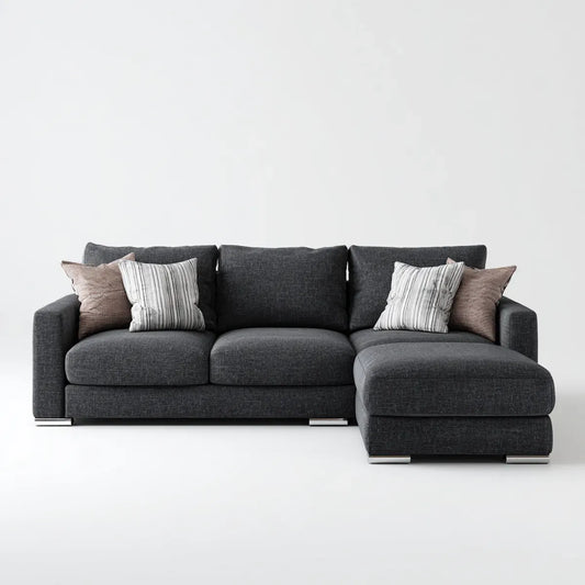Divano angolare con chaise longue destra grigio antracite 280 x 160 x 85 cm in poliestere a L