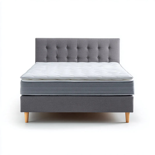 Letto matrimoniale boxspring grigio con materasso 160 x 200 cm in poliestere forma rettangolare