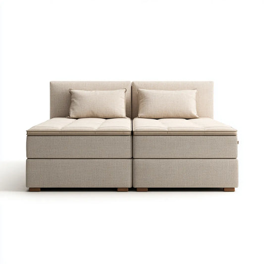Letto estraibile matrimoniale beige 180 x 200 cm in poliestere forma rettangolare